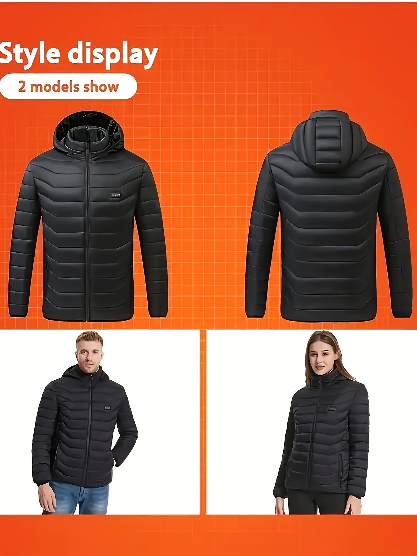 Unisex 21-Zone USB Heated Hooded Jacket - Multi-Zone Heating and Nylon Shell
