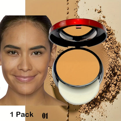 Pressed Powder Foundation Contour Matte Ful1l Coverage Oil Control Waterproof | 6 Shades Light to Dark | Blending Puff Included | 1-Pack & 2-Pack Duo Set Available
