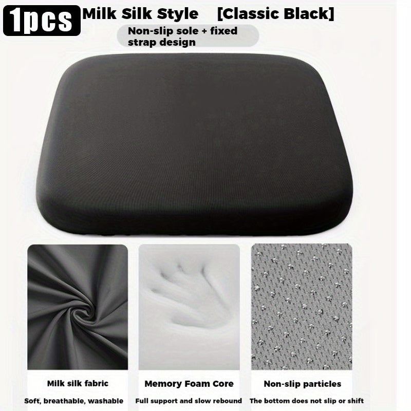 Comfort Seat Pad - 1.5-Inch Resilient Memory Foam Core with Detachable Fabric Cover, Textured Bottom Grip for Office/ School/ Truck Seats, Evenly Distributes Weight for Better Posture