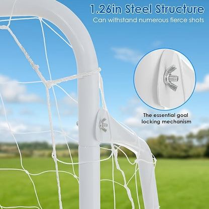 Portable Soccer Goal 12x6 FT with Heavy Duty Steel Frame Net & Ground Stakes for Backyard Home School Practice