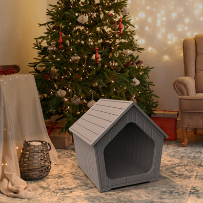 Outdoor Cat House XL Resin Weatherproof Cat Shelter with Raised Floor Indoor Outdoor Small Animal Enclosure Easy Assembly Cat Play Cage 23.43x22.64x22.8 Inch