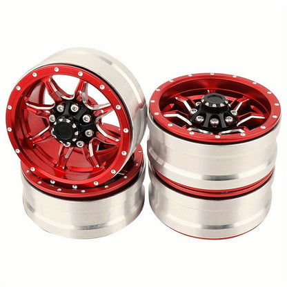 1.9" Beadlock Wheel Rims for RC Crawler 4pcs – Aluminum Alloy Metal Hub Upgrade Set for Axial SCX10 SCX10 III CC01 D90 TRX4 TRX6 1/10 Scale Rock Crawler