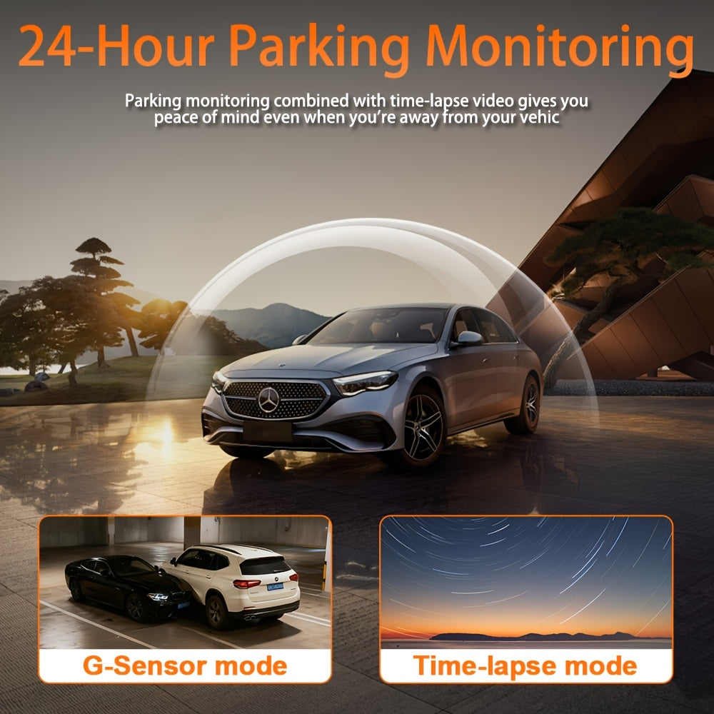 4K Car DVR 360° Rotary Driving Recorder | No Memory Card/Free 32GB Memory Card | Night Vision | 4-channel Car Camera Front 4K | Back Left Right 3 Cameras Are 1080P Recording | 24-hour Cycle Recording And Parking Monitoring, Rearview Camera