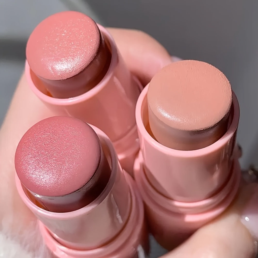 Matte Cream Blush Stick Set 3pcs Multifunctional — Waterproof Non-Greasy Brightening Formula, Blendable Color for Cheeks Lips & Eyes, Long-Lasting Travel-Friendly Daily Face Makeup for Women