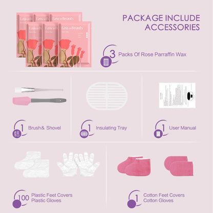 Paraffin Wax Warmer Kit 3000ml Touchscreen for Hands & Feet – Includes 6 Packs Refill Wax, Hot Wax Spa Bath for Arthritis Pain Relief & Deep Skin Moisturizing, Home Salon Use Purple Pink White Green Black
