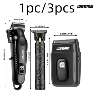3-in-1 Hair Clipper Grooming Kit for Men — WEEME USB Rechargeable Cordless Beard Trimmer & Body Shaver Set, Home Barber Hair Cutting Kit, Gift for Boyfriend Father Husband
