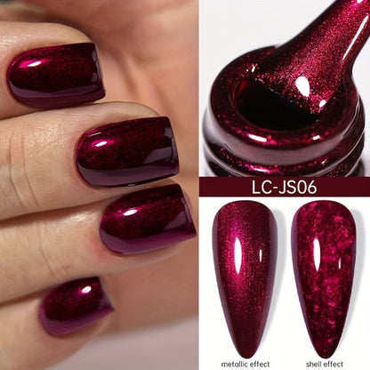 Glitter Gel Nail Polish Set 6pcs Metallic Sparkle – Liquid Glitter Soak-Off Gel in Red & Purple, LED Curable High-Shine Nail Art Kit 0.24oz Each for Salon & Home Manicure Women by LILYCUTE