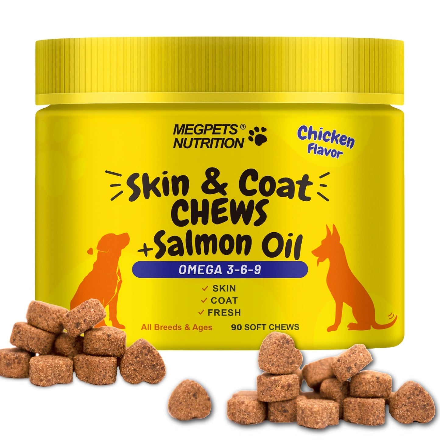 Omega 3 Dog Chews 90ct – 90-Day Supply Skin, Coat & Ear Care Supplement with Probiotics for Itchy Relief, All Ages – 1 Bottle Trial or 2 Bottle Value Pack