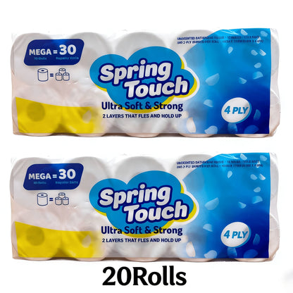 Toilet Paper Bulk 10 Roll 4-Ply Super Soft Thick Undyed Bath Tissue - Strong & Durable No Crumble Bathroom Tissue Rolls for Home, Hotel, Office, Dining & Restaurant Use, 1/2/3 Pack