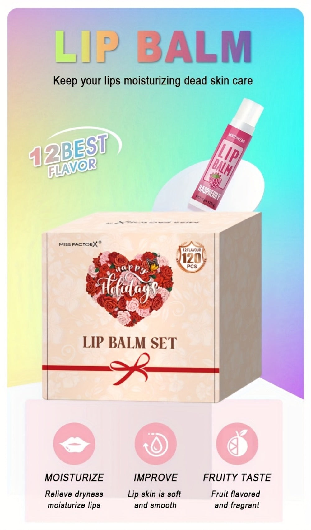 Moisturizing Lip Balm Bulk Set 120 Pcs — 12 Flavors Lip Butter with Jojoba Oil, Glossy Natural Shine Long-Lasting Hydration for All Skin Types, Holiday Party Favor Gift for Women Girls