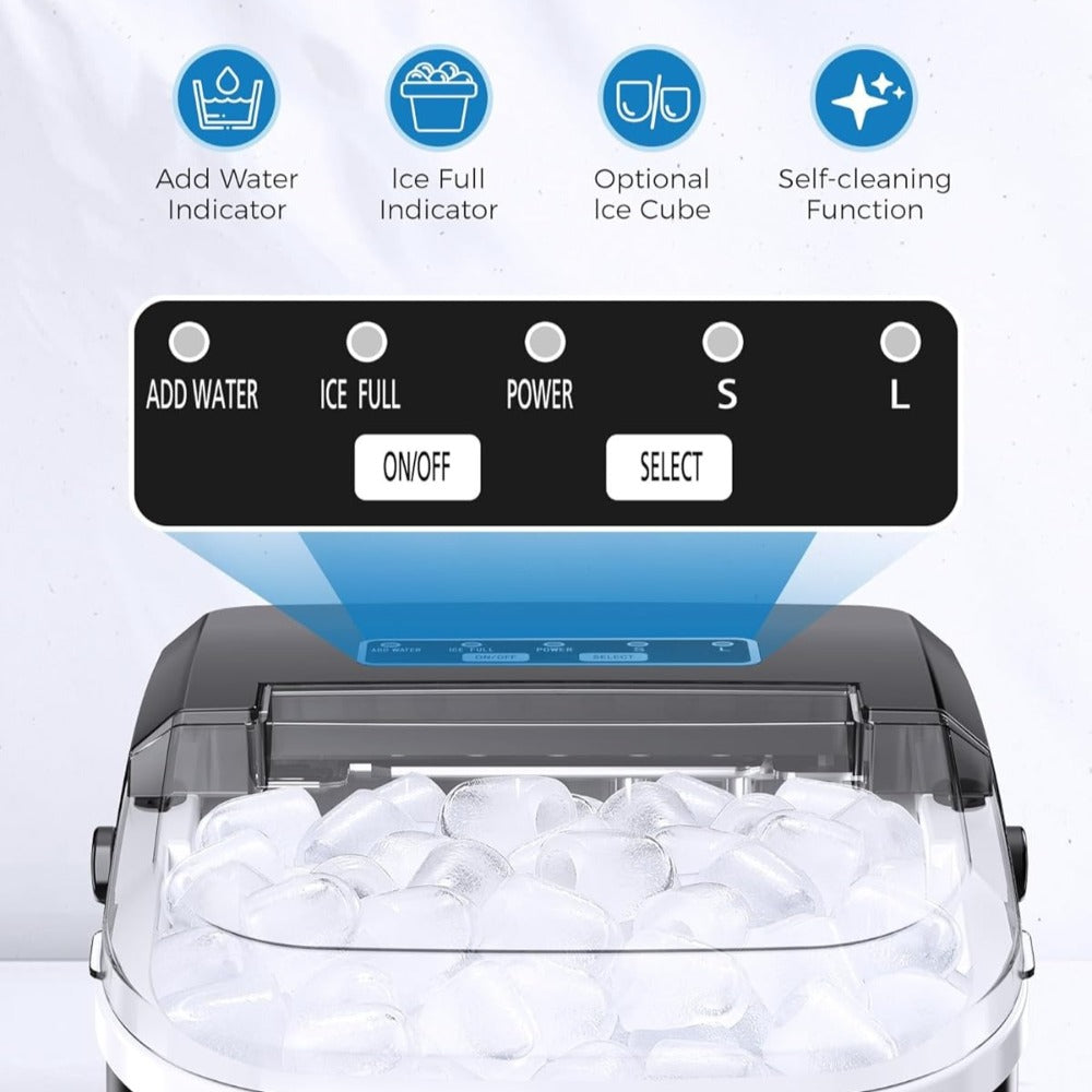 Ice Maker Machine – Nugget Ice & Bullet Ice Countertop, 26-35 Lbs Daily, One-Button Operation, Self-Cleaning, Portable Ice Maker with Ice Scoop for Home, Kitchen & Office