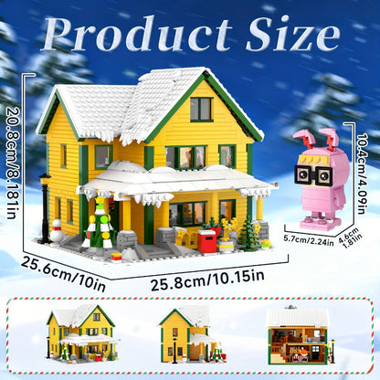 Christmas Story Building Blocks Set 1146 Pcs – LED Lit Classic Movie Style Christmas House Model Character Figures Holiday Display Decoration Family Gift Adults Kids