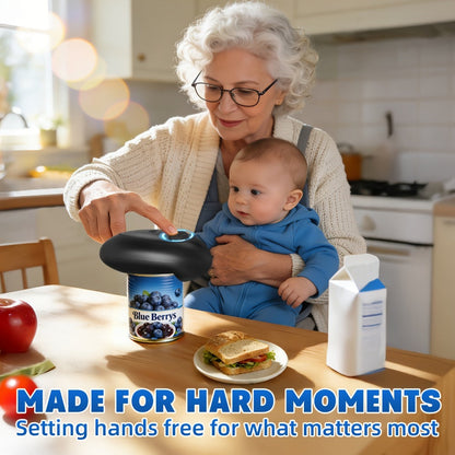 Electric Can Opener One Touch Automatic – Smooth Edge Safety Cut, Hands-Free Operation, Portable Cordless Design for Kitchen & Outdoor, Easy for Seniors & Arthritis Sufferers