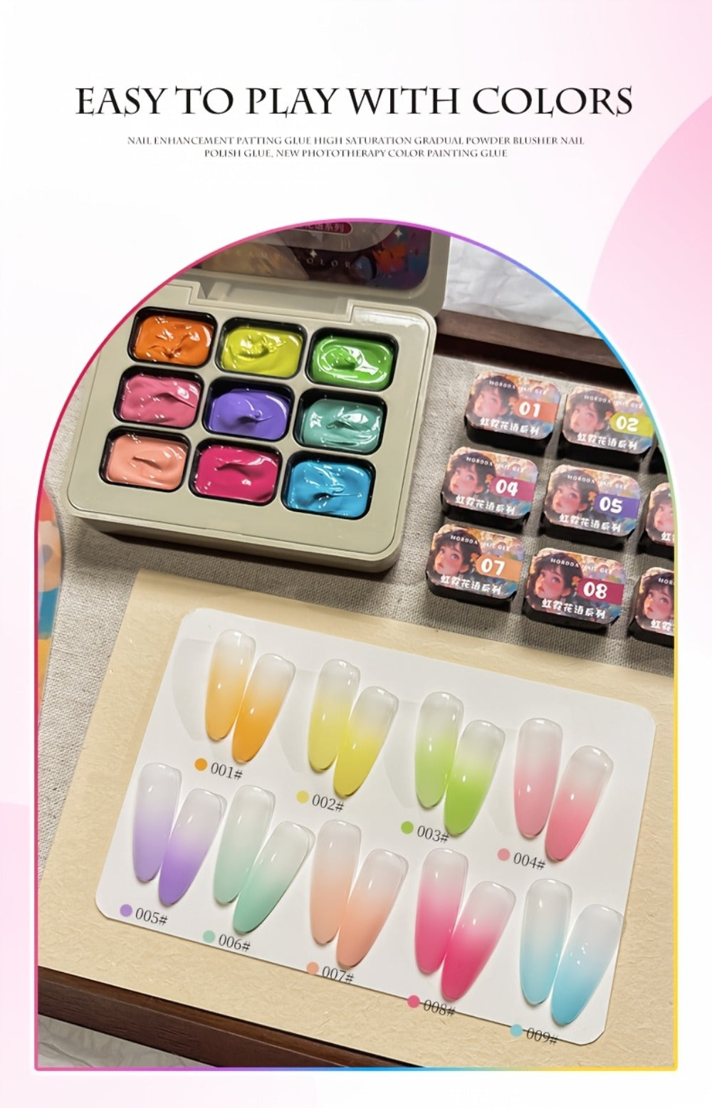 Gel Nail Polish Set 9 Colors Rainbow - MORDDA Mini Nine-Grid High Saturation Long Lasting No Alcohol Gradient Ombre Nail Art Kit UV LED Soak Off Salon Quality Gift for Women