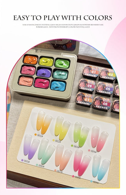 Gel Nail Polish Set 9 Colors Rainbow - MORDDA Mini Nine-Grid High Saturation Long Lasting No Alcohol Gradient Ombre Nail Art Kit UV LED Soak Off Salon Quality Gift for Women