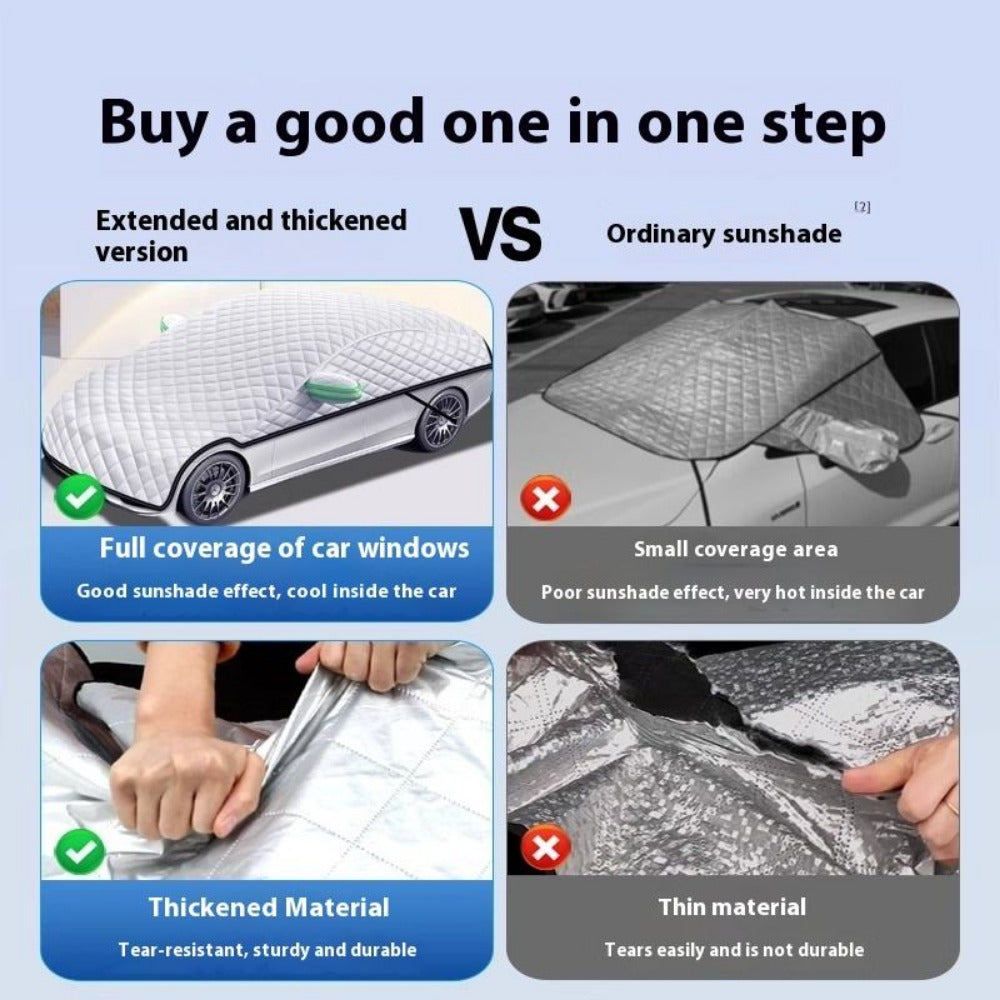 Heavy-Duty Magnetic Car Windshield Snow Cover with Quick Snow Removal, Fit for Cars/Suvs, All-Weather Oxford Cloth Winter Protector, Scratch-Resistant Glass And Rearview Mirror Strips, Full-Coverage Snow Shield (No-Scratch)
