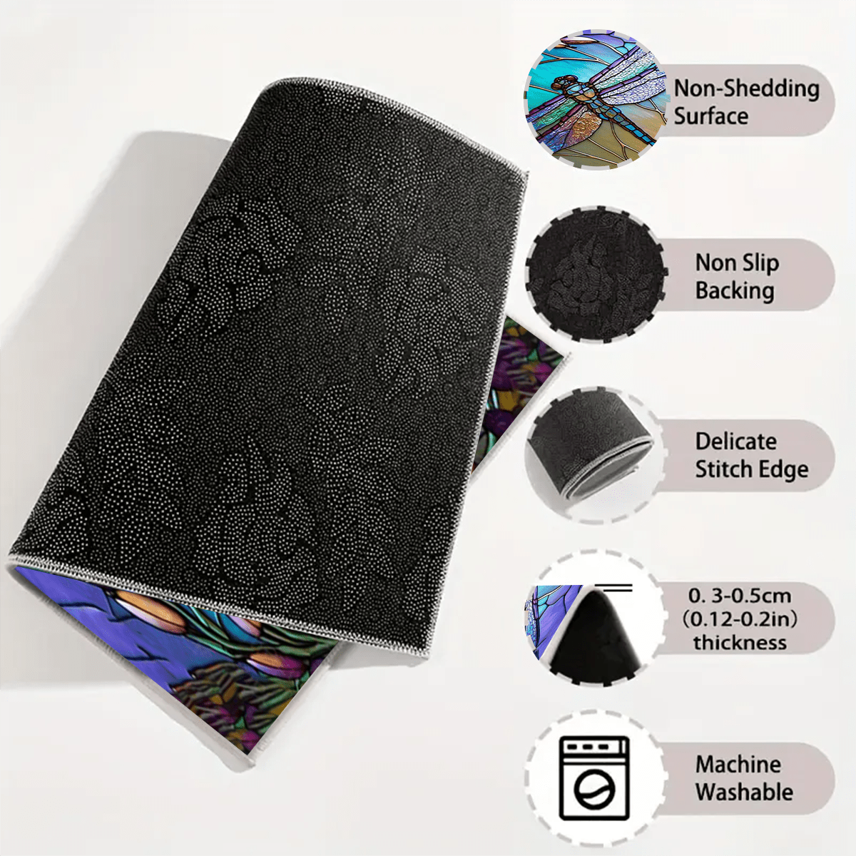 1pc Anti-Slip Cargo Floor Pad-duty Anti-slip Rubber Cargo Liner with Amber Dragonfly And Floral Design, Suitable for SUV, Sedans, Gifts From Family And Friends, Father's Day Gifts, High Temperature Resistance, Summer Self Driving, Outdoor Camping