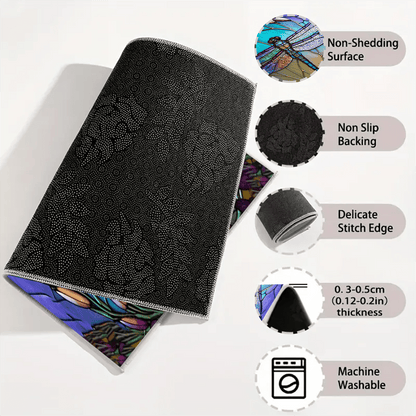 1pc Anti-Slip Cargo Floor Pad-duty Anti-slip Rubber Cargo Liner with Amber Dragonfly And Floral Design, Suitable for SUV, Sedans, Gifts From Family And Friends, Father's Day Gifts, High Temperature Resistance, Summer Self Driving, Outdoor Camping