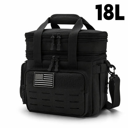 Tactical Insulated Cooler Lunch Box with MOLLE Webbing – Expandable & Leakproof, 3.7 Gal or 18L, for Hunting, Camping, Work & Outdoor Picnics – Black, Green or Khaki