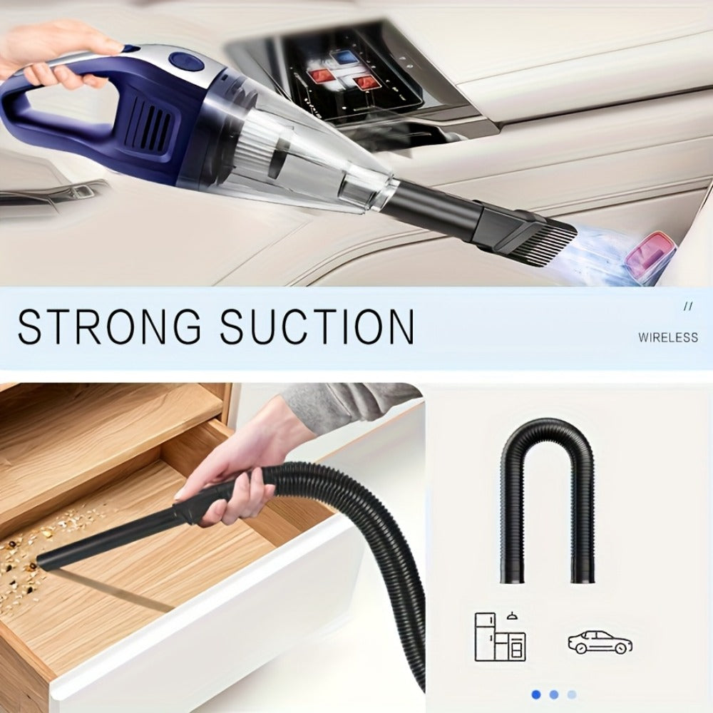Handheld Cordless Vacuum Cleaner with Powerful Suction – Portable USB Rechargeable Mini Vacuum with Multiple Accessories for Car, Home, Office & Tight Spaces