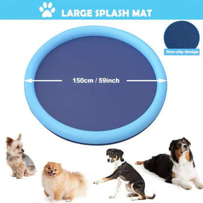 Dog Splash Pad for Large Dogs Extra Thick 0.6mm – Non-Slip Heavy Duty Sprinkler Pool & Cooling Mat for Jumbo & Big Breeds, Outdoor Summer Backyard Water Play Fountain, Pet Cooling Gift