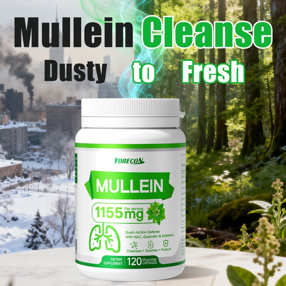 Mullein Lung Cleanse Capsules with NAC 45000mg – Mucus Removal, Dry Cough Relief & Respiratory Support Supplement for Women & Men, Seasonal & Year-Round Immune Health