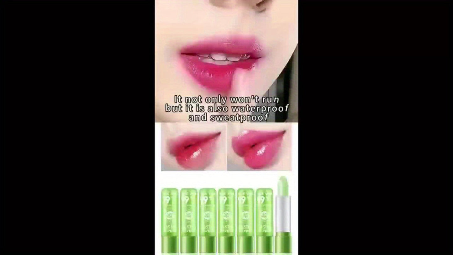 pH Color Changing Lipstick Aloe Squalane — Magic Green to Pink Formula, Long-Lasting Moisturizing Glossy Lip Color, Personalized Shade Reactive Tint, 6-Pack & 12-Pack Gift Set for Women