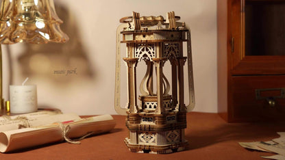 LED Wooden Lantern Model Kit – Rotating Mechanical 3D Wooden Puzzle for Adults & Teens, Glowing Vintage Desk Decor Display, Unique Christmas Birthday Gift for Puzzle Lovers & Craft Enthusiasts