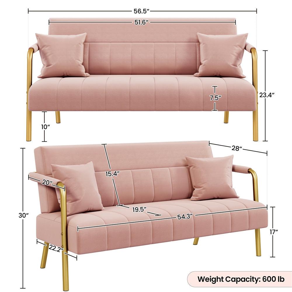56.5-Inch Metal Loveseat Sofa for Comfortable Everyday Seating in Living Room detail image - detail view 11