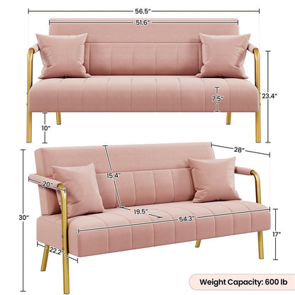 56.5-Inch Metal Loveseat Sofa for Comfortable Everyday Seating in Living Room detail image - detail view 11