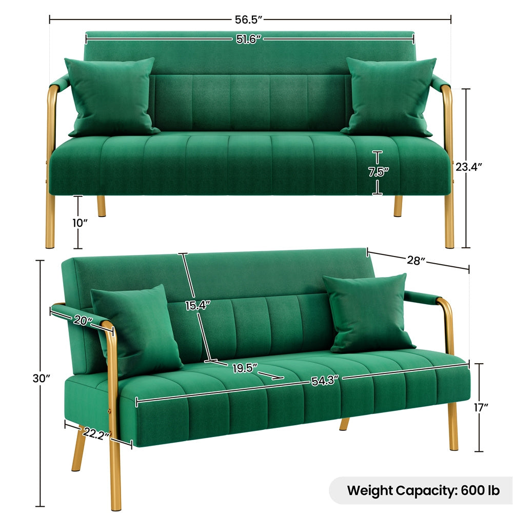 56.5-Inch Metal Loveseat Sofa for Comfortable Everyday Seating in Living Room detail image - detail view 15