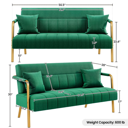 56.5-Inch Metal Loveseat Sofa for Comfortable Everyday Seating in Living Room detail image - detail view 15