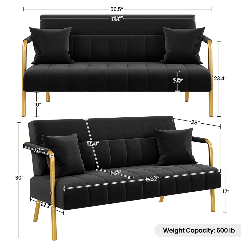 56.5-Inch Metal Loveseat Sofa for Comfortable Everyday Seating in Living Room detail image - detail view 18