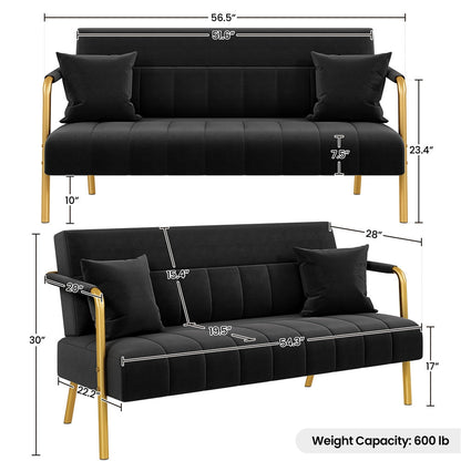 56.5-Inch Metal Loveseat Sofa for Comfortable Everyday Seating in Living Room detail image - detail view 18