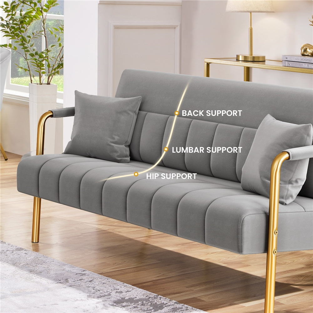 56.5-Inch Metal Loveseat Sofa for Comfortable Everyday Seating in Living Room detail image