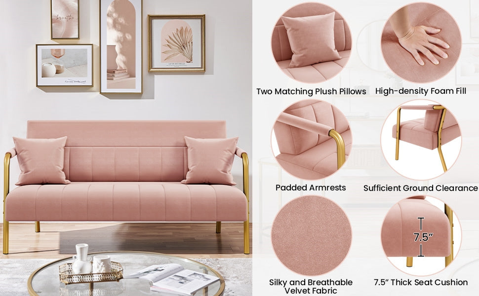56.5-Inch Metal Loveseat Sofa for Comfortable Everyday Seating in Living Room detail image - detail view 20