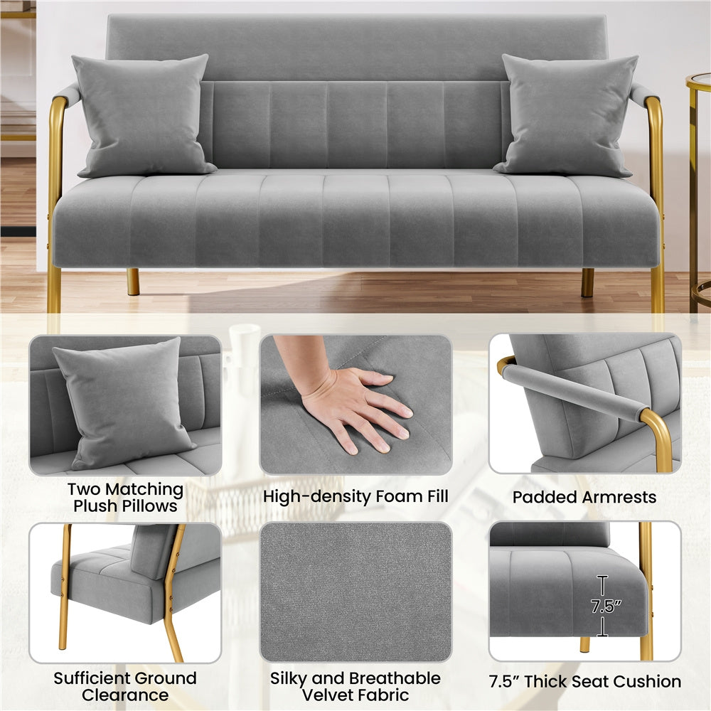 56.5-Inch Metal Loveseat Sofa for Comfortable Everyday Seating in Living Room detail image - detail view 3