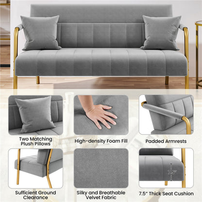 56.5-Inch Metal Loveseat Sofa for Comfortable Everyday Seating in Living Room detail image - detail view 3