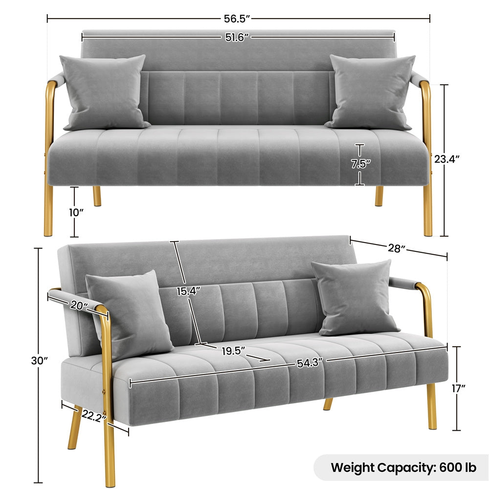 56.5-Inch Metal Loveseat Sofa for Comfortable Everyday Seating in Living Room detail image - detail view 5