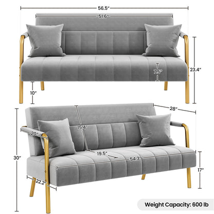 56.5-Inch Metal Loveseat Sofa for Comfortable Everyday Seating in Living Room detail image - detail view 5