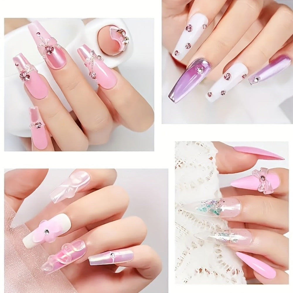 Poly Nail Extension Gel Clear 100g 2-Piece Set – Non-Stick Odorless Soak-Off LED Gel for 3D Nail Sculpture, Rhinestone Adhesive & Nail Art, Beginner & Salon Nail Extension Kit
