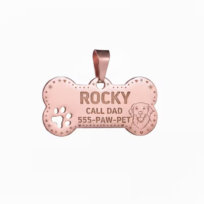 Custom Dog Collar Cuban Chain with Engravable Pet ID Tag – Personalized Name & Phone Number Plate for Small Medium Large Dogs & Cats, Sizes S to 4XL, Golden Silver Rose Gold Gift