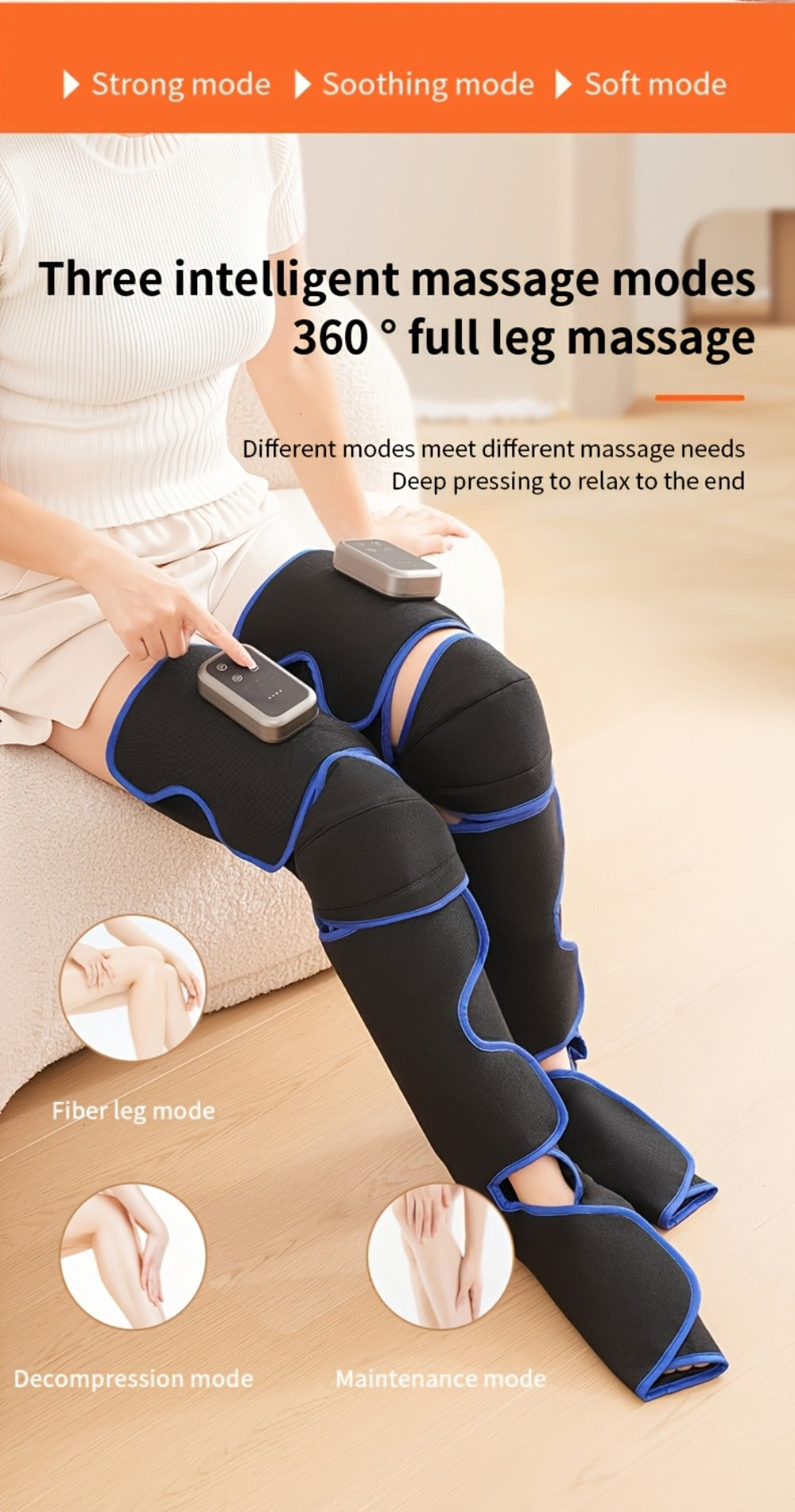 Leg Massager with Heat – Full Leg Air Compression Massager, 4 Modes Wireless Charging, Large Display, Breathable Wrap for Thighs, Shins, Knees, Ankles & Feet, Relief for Swelling, Circulation & Fatigue