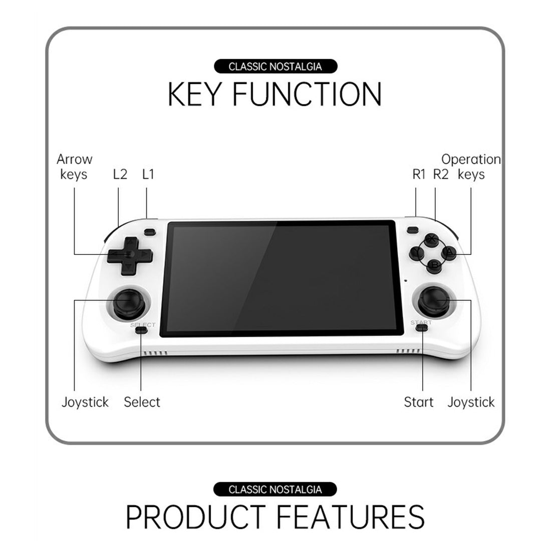 Handheld Game Console Powkiddy RGB10MAX2 Retro Gaming 5-inch IPS ArkOS 30 Emulators