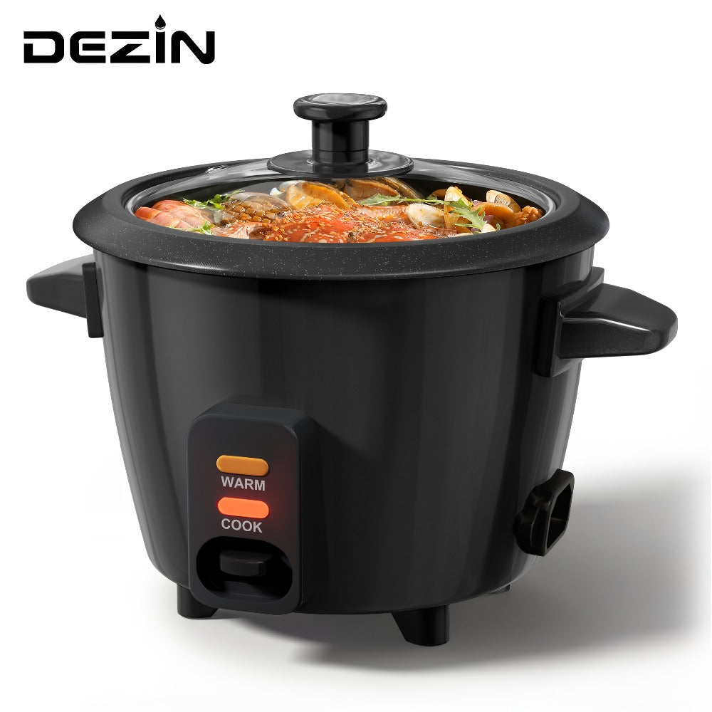 Rice Cooker Small Mini 3-Cup Uncooked 6-Cup Cooked – 1.5Qt Electric Rice Pot with Auto Keep Warm, One-Touch Operation, Oatmeal Cooker & Soup Maker for Individuals & Small Families, Black