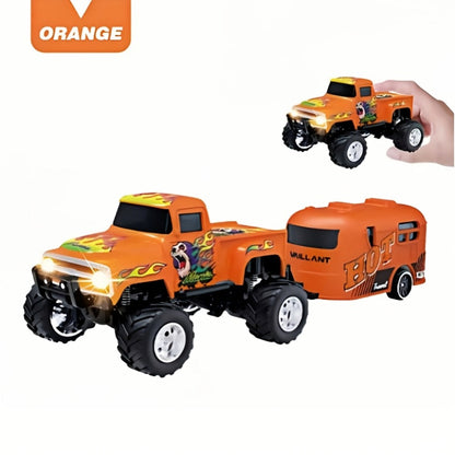 Mini Alloy RC Monster Truck 1:64 Scale 2.4GHz Off-Road Crawler with LED Lights, Street Graffiti Spray-Paint Design, White Headlights & Red Taillights – 5 Colors Kids Gift