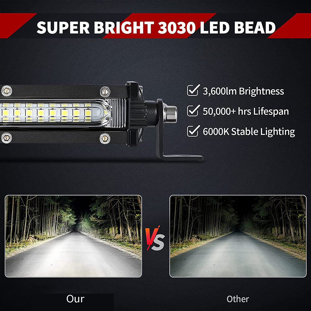 Ultra Slim LED Bar 20 Inch 180W Offroad Light Single Row 12V 24V LED Work Lamp For Auto ATV SUV Tractor Boat Light Bar