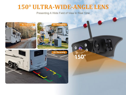 RV Backup Camera Wireless System – 7" HD 1080P Touchscreen Monitor, Night Vision, BSD Blind Spot Detection, 4-Channel, Furrion Compatible, Plug & Play for Trailer Truck Camper Motorhome