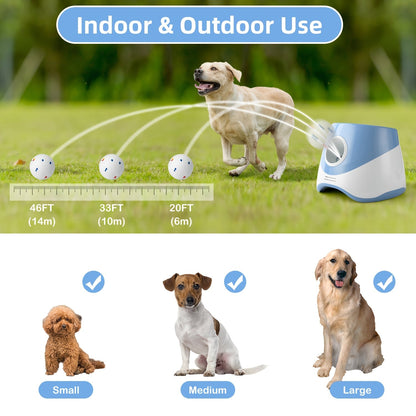 Dog Ball Launcher Automatic - 3-Speed Adjustable Ball Thrower Machine with 3 Chew-Proof Tennis Balls, Safe Low Voltage Under 36V, Indoor and Outdoor Dog Training Toy for Puppies and Active Dogs