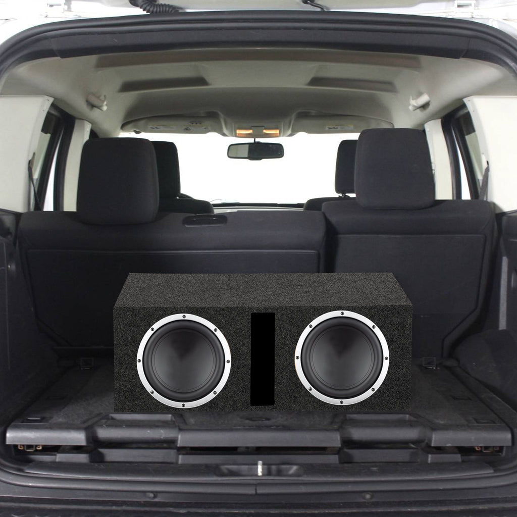 QPower QBASS Dual 12 Inch Heavy Duty MDF Material Car Audio Subwoofer Enclosure Boxes with Shared Slot Port Vent and Dual Chamber Design, Charcoal